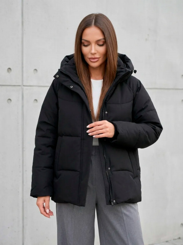 Черная утепленная куртка с капюшоном OffCold фото 4