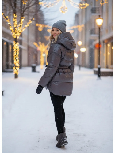 Темно-серая зимняя куртка с капюшоном OffCold фото 5