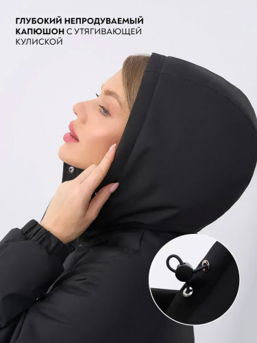 Черная куртка демисезонная с капюшоном OffCold фото 9