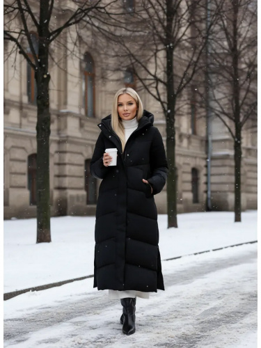 Черный пуховик длинный с капюшоном OffCold фото 3