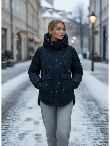 Темно-синяя утепленная куртка с накладными карманами фото 3