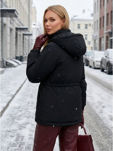 Черная куртка демисезонная с капюшоном OffCold фото 3