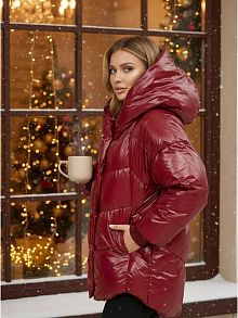 Бордовая зимняя куртка с капюшоном OffCold