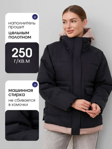 Черная демисезонная куртка с накладными карманами OffCold фото 6