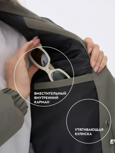 Оливковая куртка демисезонная с капюшоном OffCold фото 14