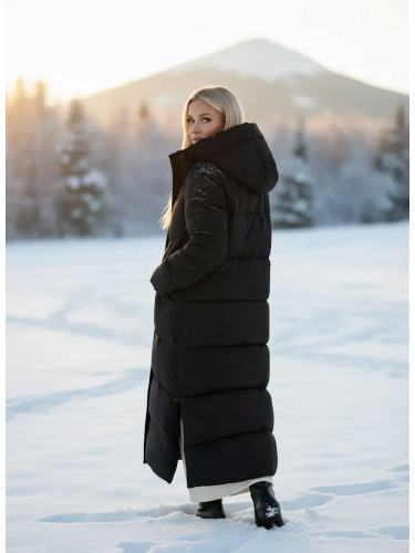 Черный пуховик длинный с капюшоном OffCold фото 13