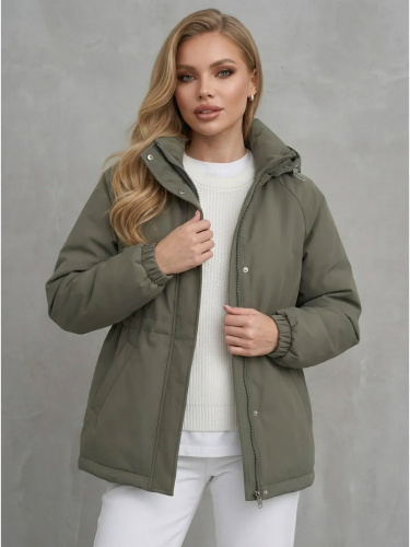 Оливковая куртка демисезонная с капюшоном OffCold фото 19