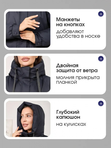 Темно-синяя утепленная куртка с накладными карманами фото 10