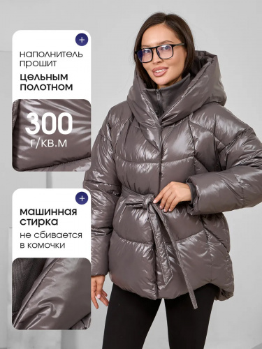 Темно-серая зимняя куртка с капюшоном OffCold фото 6