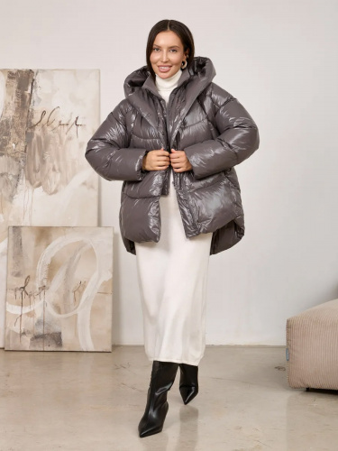 Темно-серая зимняя куртка с капюшоном OffCold фото 14