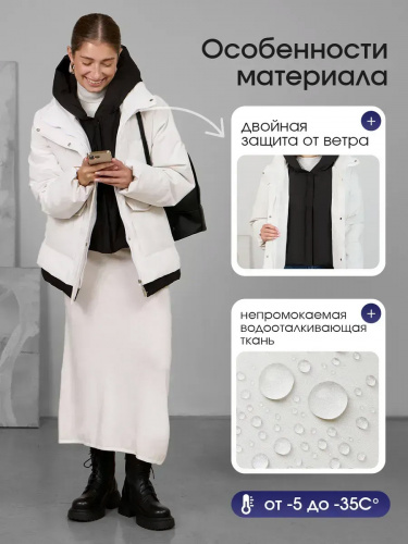 Белая демисезонная куртка с накладными карманами OffCold фото 8