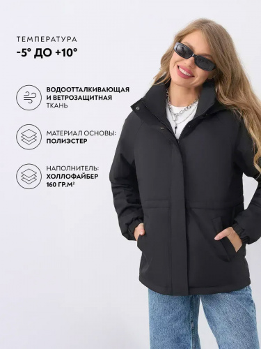 Черная куртка демисезонная с капюшоном OffCold фото 8