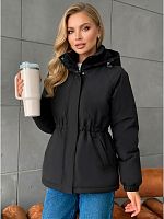 Черная куртка демисезонная с капюшоном OffCold