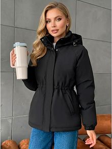 Черная куртка демисезонная с капюшоном OffCold