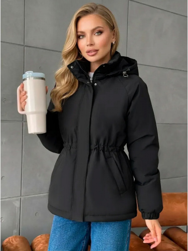 Черная куртка демисезонная с капюшоном OffCold