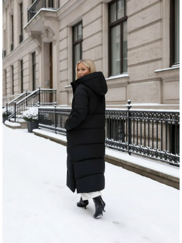 Черный пуховик длинный с капюшоном OffCold фото 5