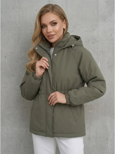 Оливковая куртка демисезонная с капюшоном OffCold фото 5