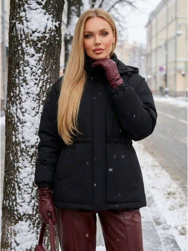 Черная куртка демисезонная с капюшоном OffCold фото 4