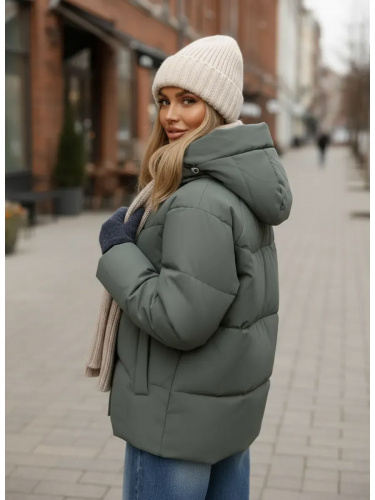 Оливковая утепленная куртка с капюшоном удлиненная OffCold фото 5