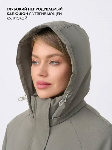 Оливковая куртка демисезонная с капюшоном OffCold фото 11