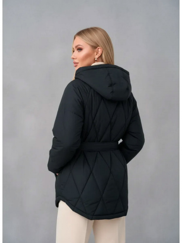 Темно-зеленая стеганая куртка с поясом еврозима OffCold фото 4