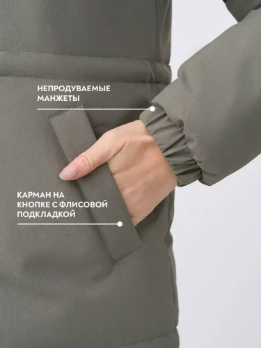 Оливковая куртка демисезонная с капюшоном OffCold фото 13