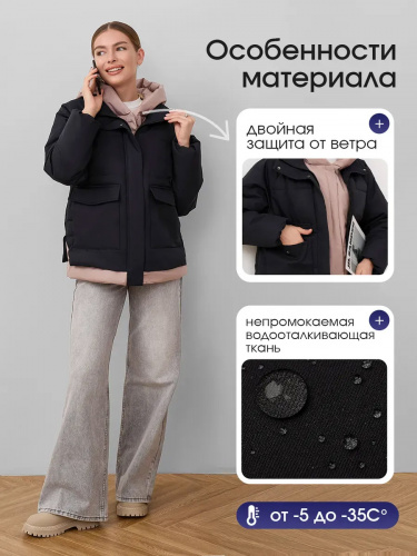 Черная демисезонная куртка с накладными карманами OffCold фото 7