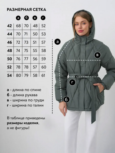 Зеленая стеганая куртка с поясом еврозима OffCold фото 8