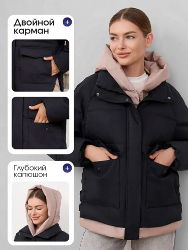 Черная демисезонная куртка с накладными карманами OffCold фото 8