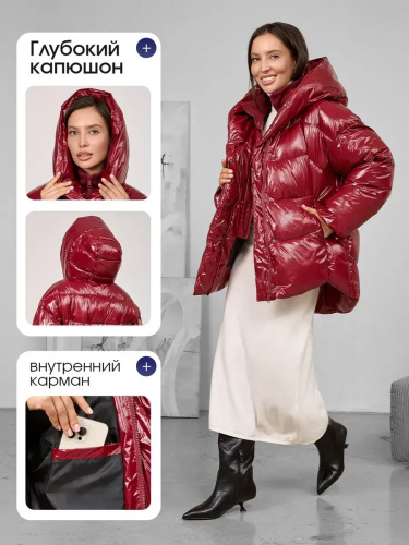 Бордовая зимняя куртка с капюшоном OffCold фото 9
