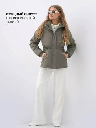 Оливковая куртка демисезонная с капюшоном OffCold фото 15