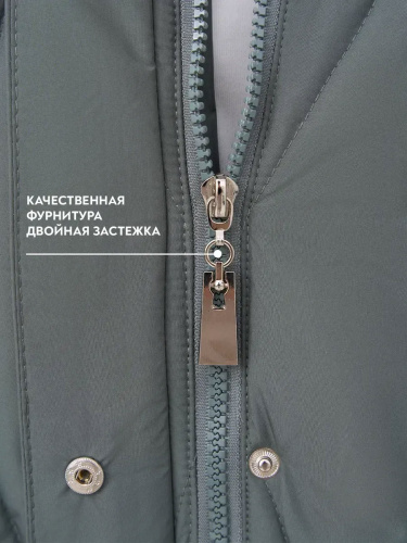 Зеленая стеганая куртка с поясом еврозима OffCold фото 11