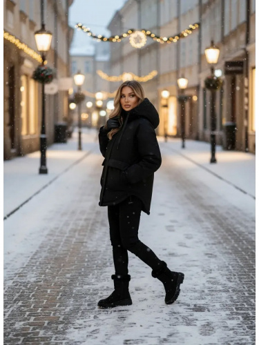 Черная утепленная куртка с накладными карманами OffCold фото 8