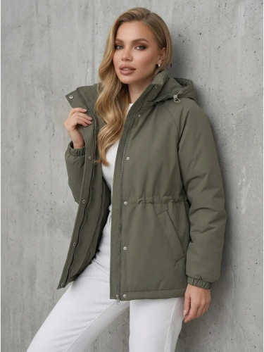 Оливковая куртка демисезонная с капюшоном OffCold фото 18