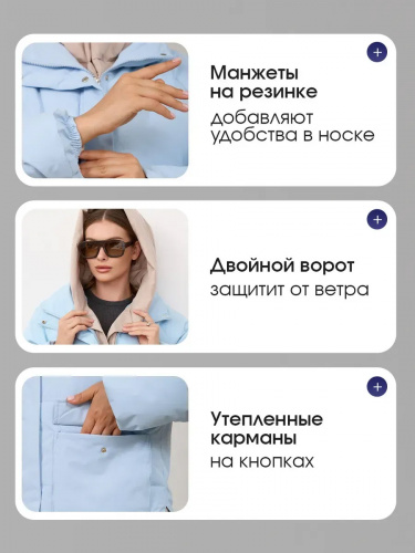 Голубая демисезонная куртка с накладными карманами OffCold фото 7