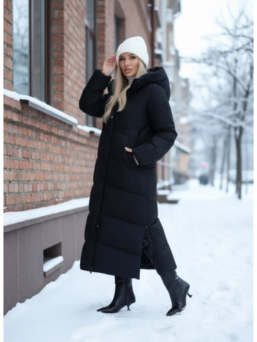 Черный пуховик длинный с капюшоном OffCold фото 4