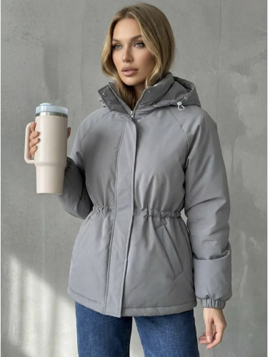 Серая куртка демисезонная с капюшоном OffCold