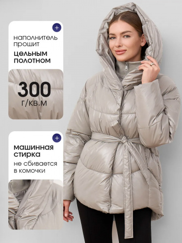 Светло-серая зимняя куртка с капюшоном OffCold фото 6