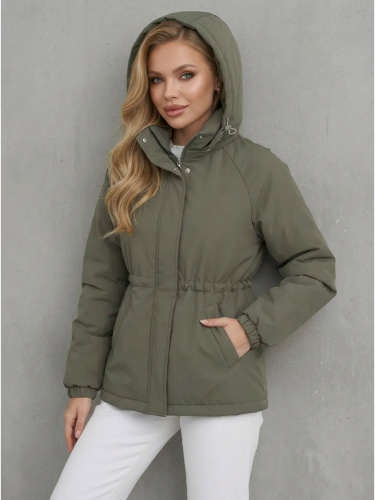 Оливковая куртка демисезонная с капюшоном OffCold фото 4