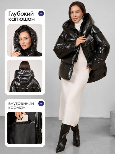 Черная зимняя куртка с капюшоном OffCold фото 9