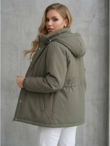 Оливковая куртка демисезонная с капюшоном OffCold фото 3