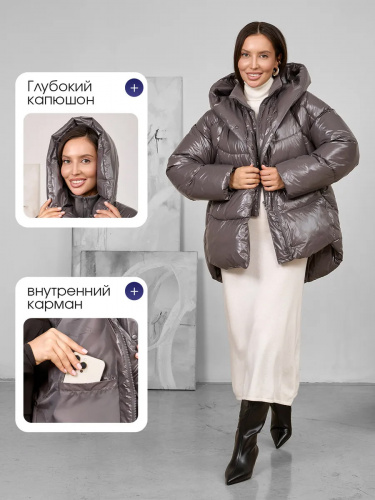 Темно-серая зимняя куртка с капюшоном OffCold фото 9