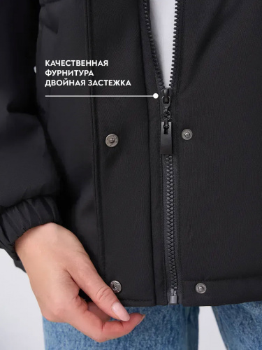 Черная куртка демисезонная с капюшоном OffCold фото 12