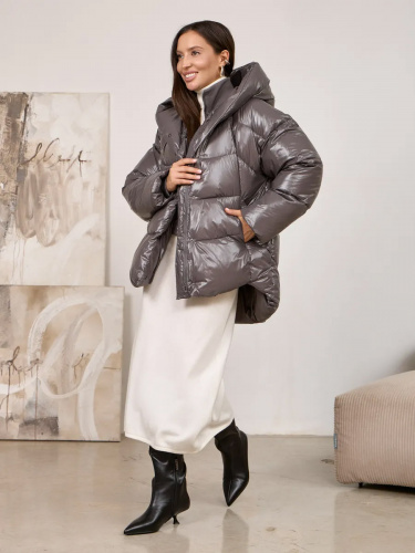 Темно-серая зимняя куртка с капюшоном OffCold фото 15