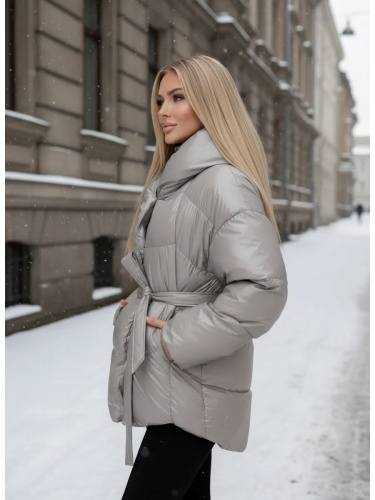 Светло-серая зимняя куртка с капюшоном OffCold фото 4