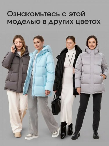 Голубая утепленная куртка с капюшоном удлиненная OffCold фото 13