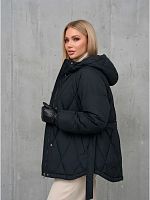 Темно-зеленая стеганая куртка с поясом еврозима OffCold