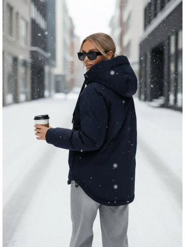 Темно-синяя утепленная куртка с накладными карманами фото 6